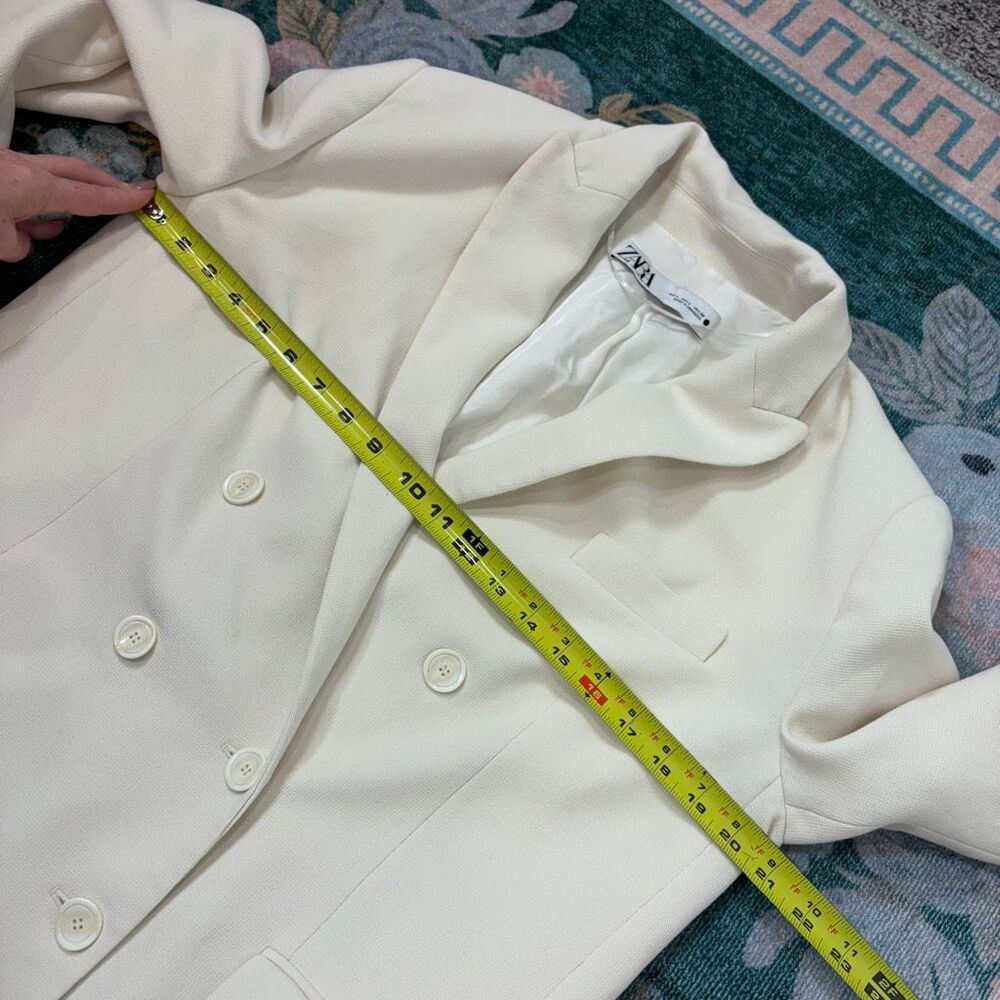 Zara Blazer Womens Large Cream Double Breasted Tailored Long Sleeve Lined Career - Picture 9 of 12